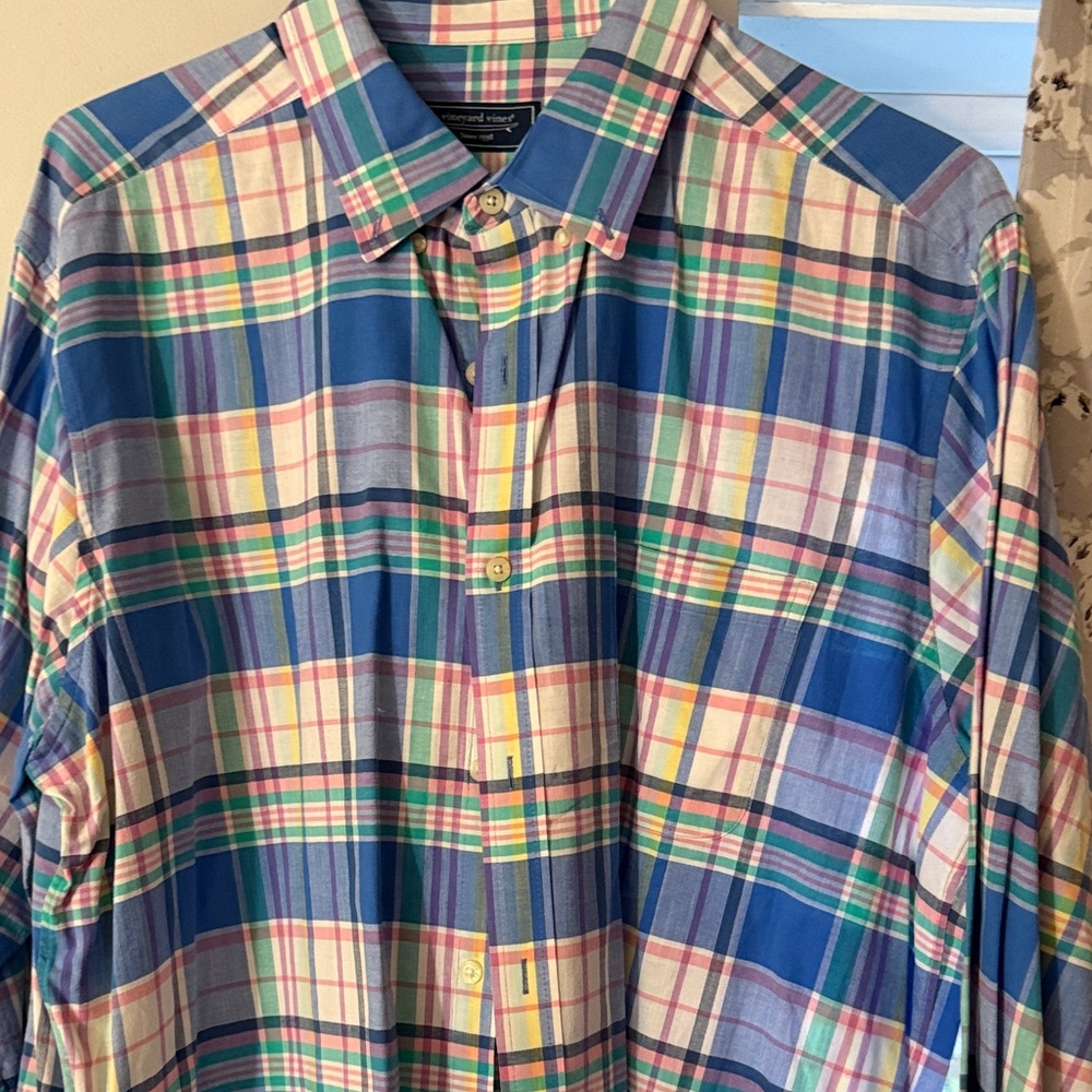 Vineyard Vines Blue Multicolor Plaid Men's Shirt